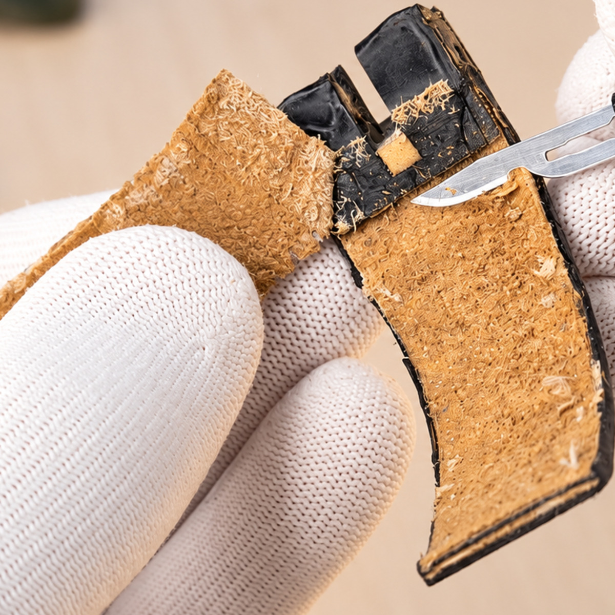 Disassembly of the strap showing separated inner layers.