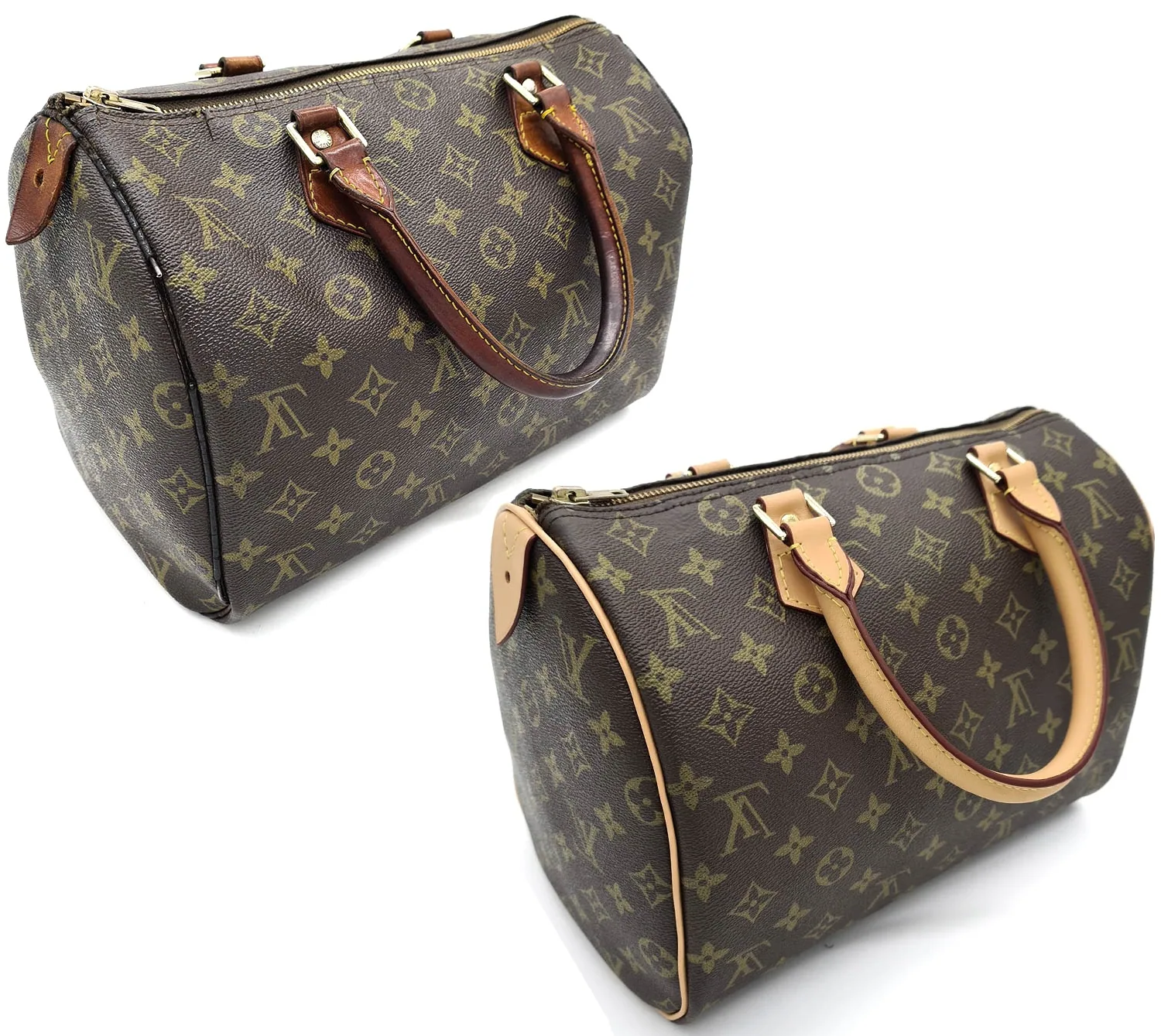 Louis-Vuitton-Tasche — Griffe und Lederdetails erneuert
