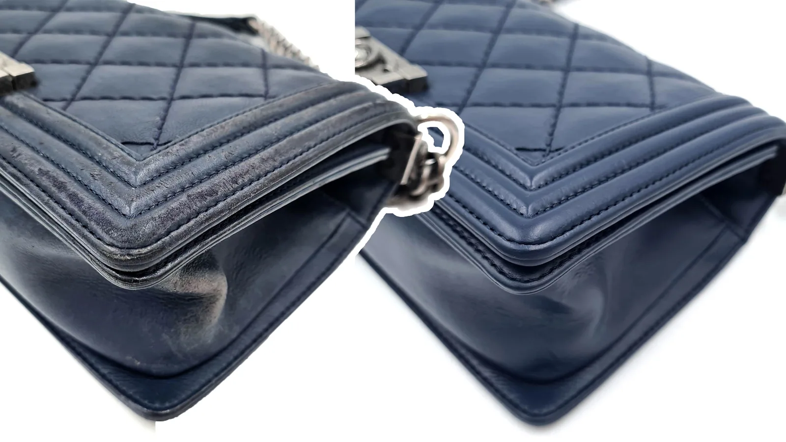 Restaurierung einer Ledertasche — Vorher / Nachher